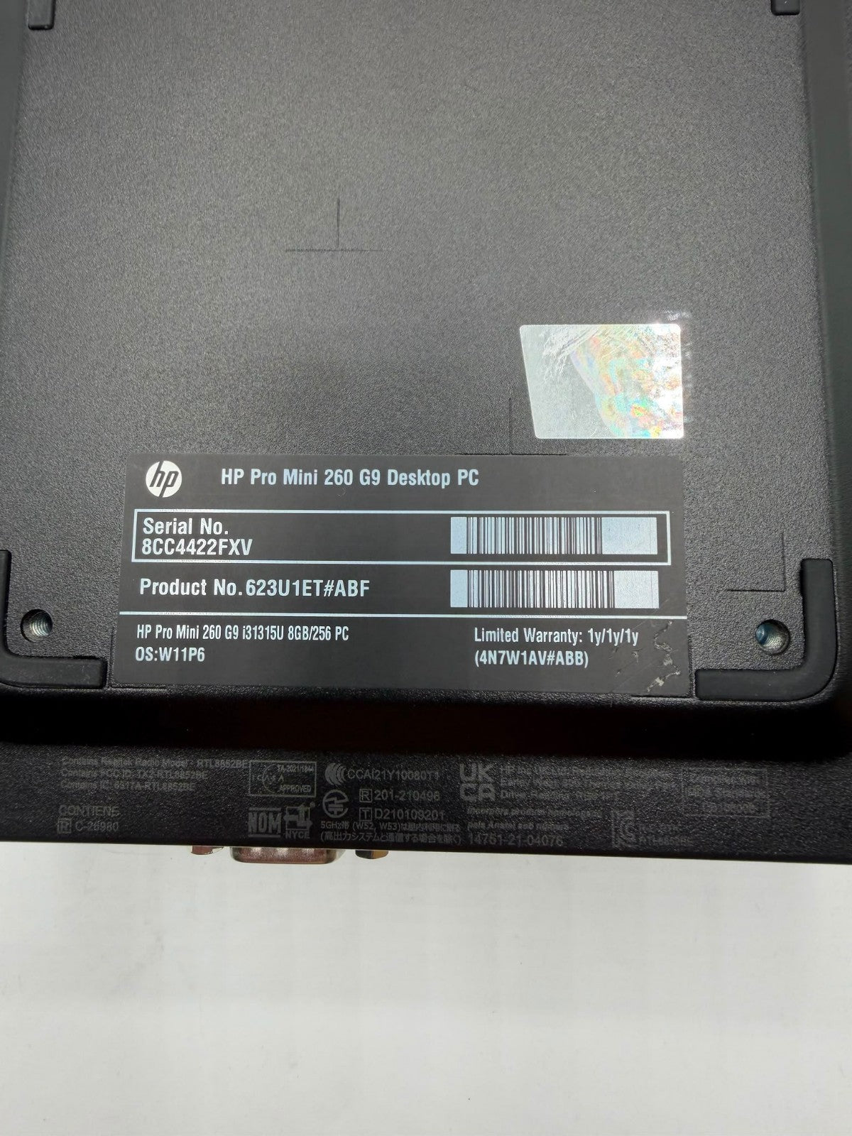 HP Pro Mini 260 G9 i3-1315U 8Go RAM 256Go SSD Win11 Pro WiFi -Chargeur – Ref J41