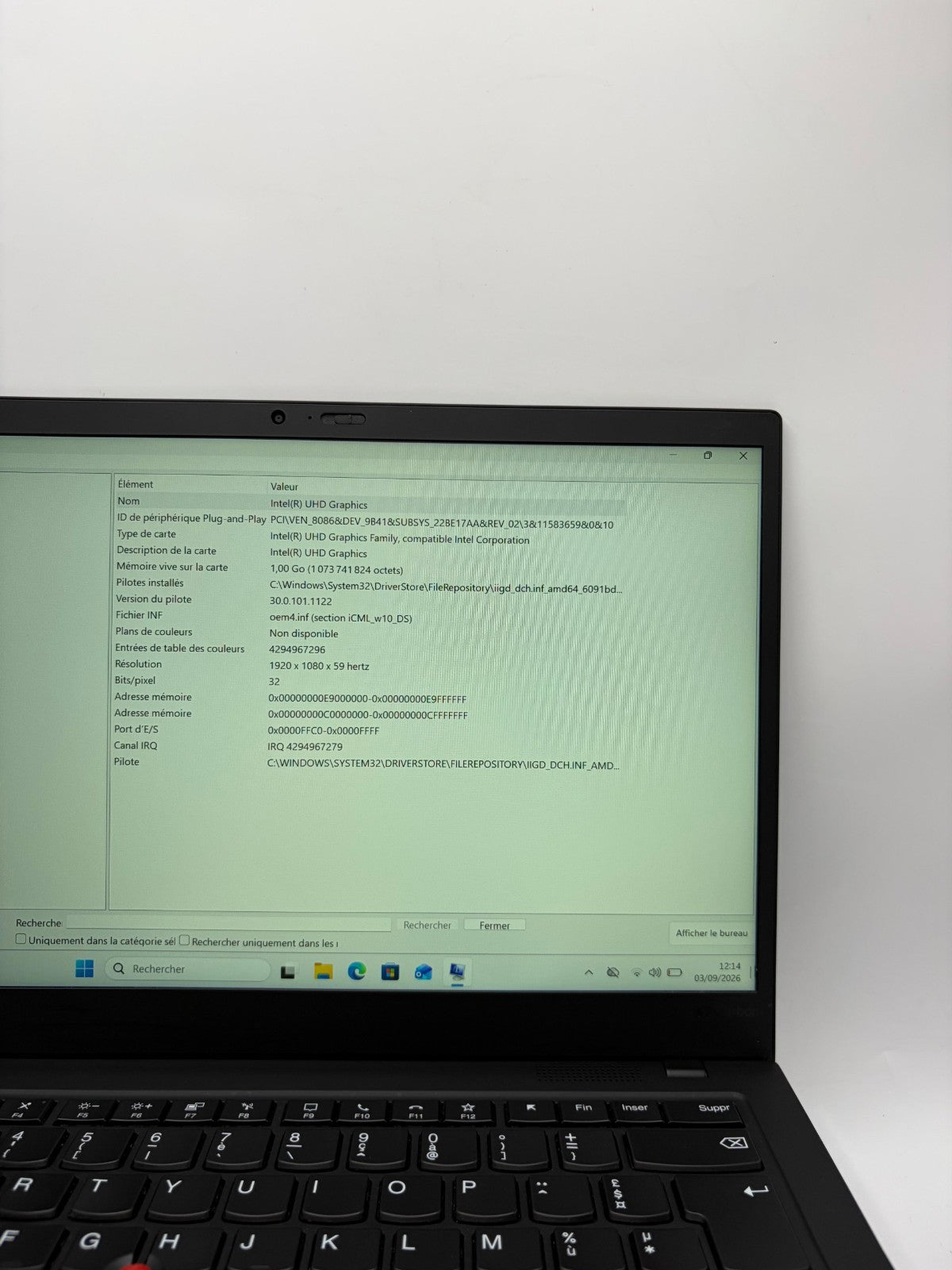 Lenovo ThinkPad X1 Gen 8 i5-10210U 16Go 512Go NVMe 14" WIN 11 PRO - Réf AT37