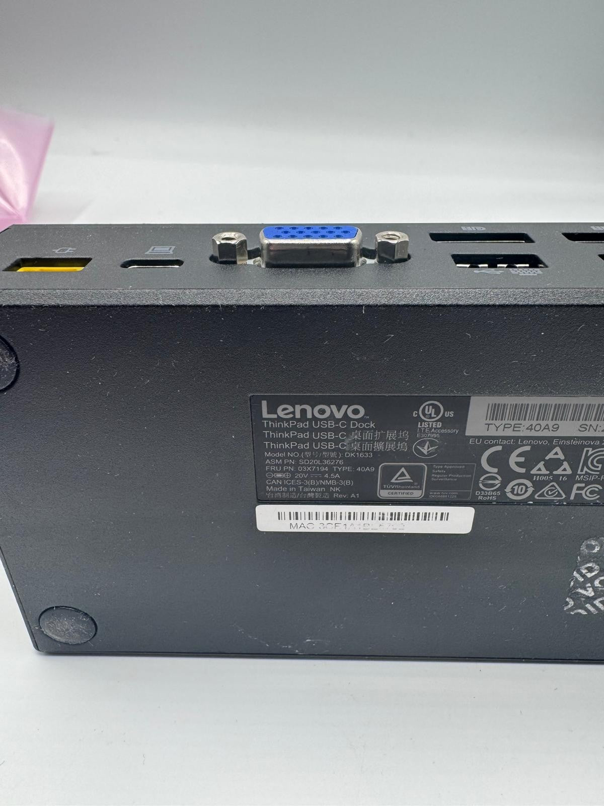 Station d'Accueil Lenovo Dock DK1633 -