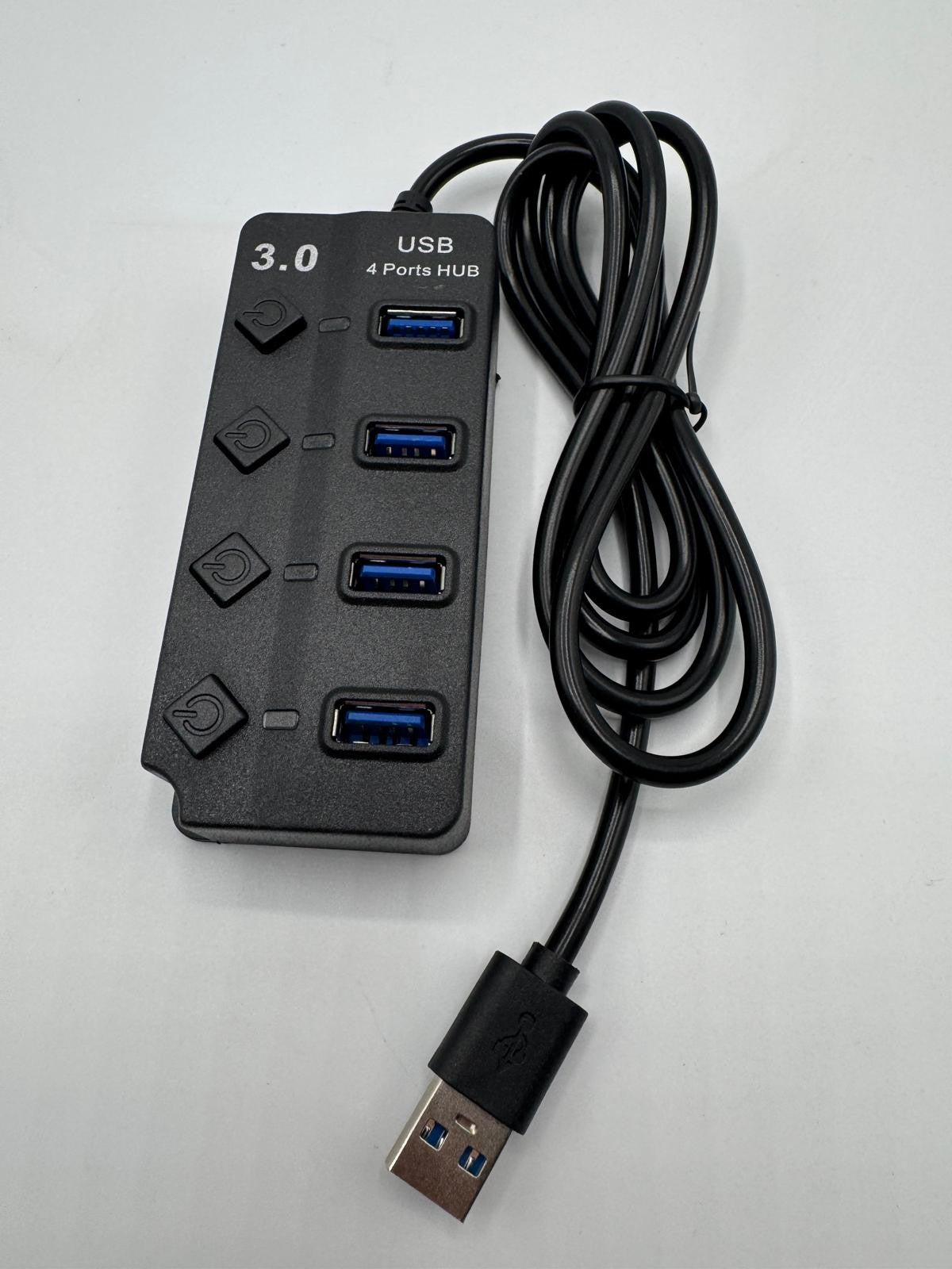 Hub USB 3.0 – 4 Ports avec Interrupteurs LED – Câble 1,2 m – PC & Mac