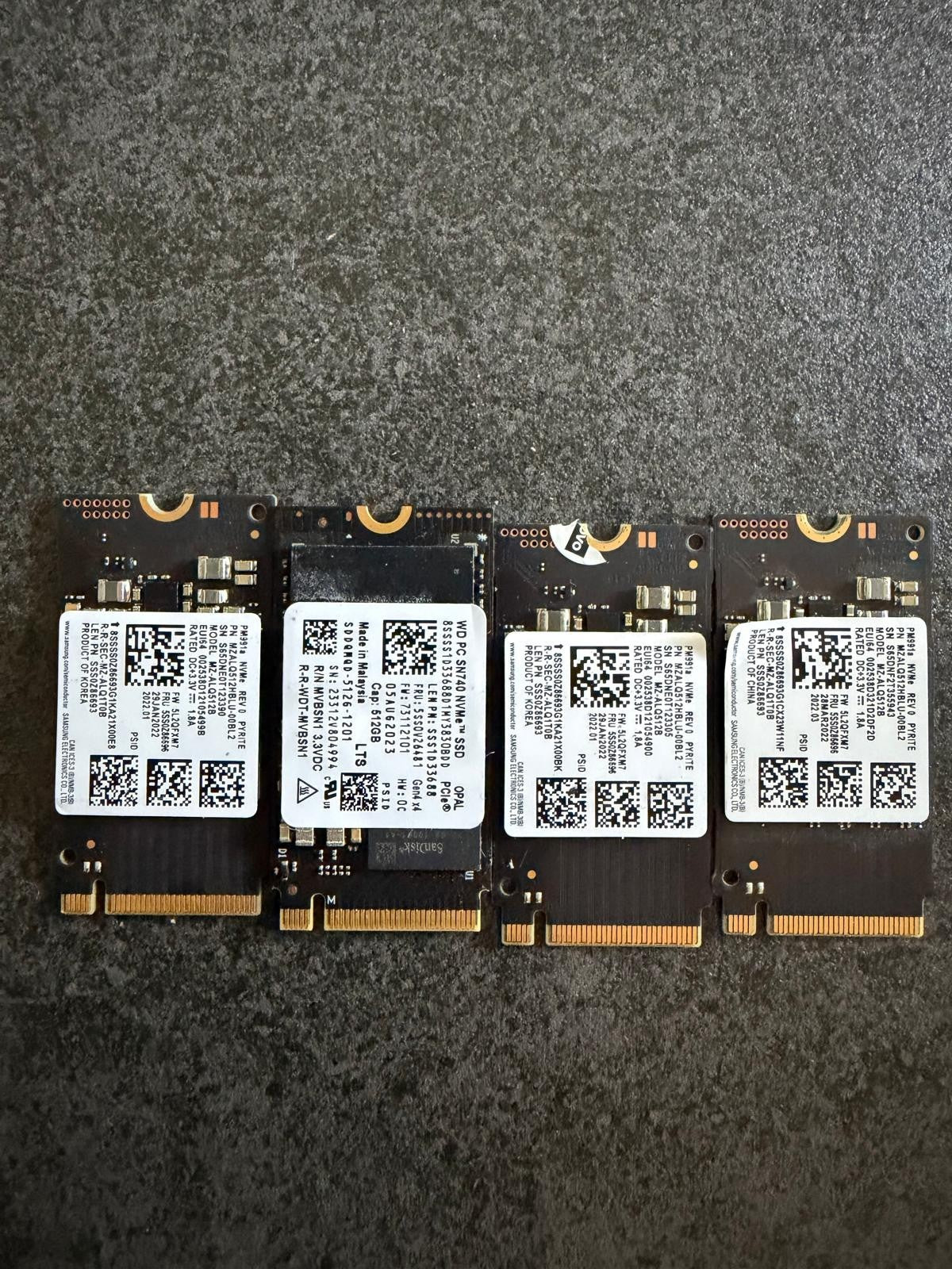 SSD NVMe M.2 2242 512Go Samsung PM991a MZ-ALQ512B WD SN740 Interne - Au choix