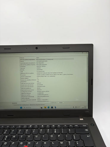 Lenovo ThinkPad L470 i5-6200U 8Go 256Go SSD 14" AZERTY Win11 Pro(Batterie HS)A75