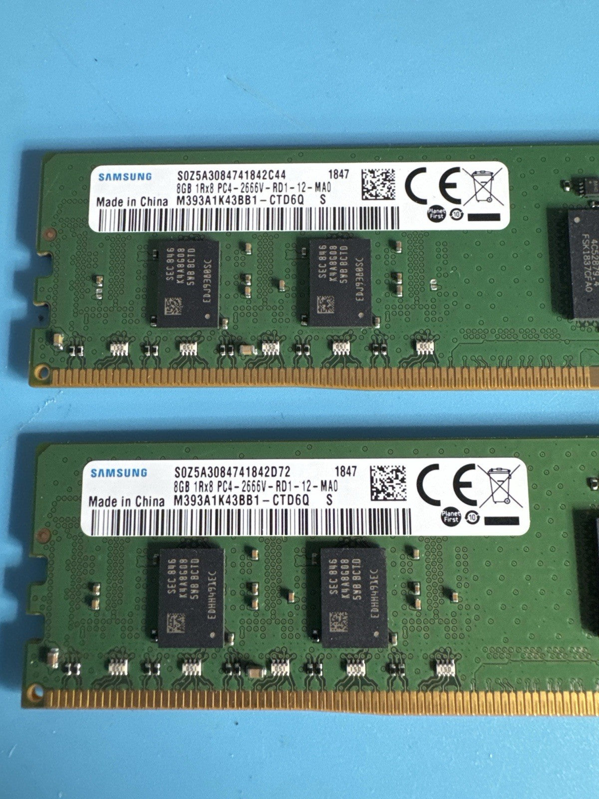 Lot 2x 8Go RAM DDR4 ECC 2666 MHz Samsung –total 16gb-Go Serveur Workstation