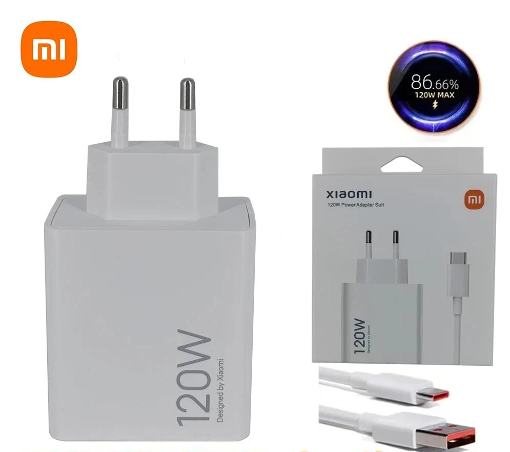 Chargeur XIAOMI 120W d'origine 100%  + Cable USB-Type-C