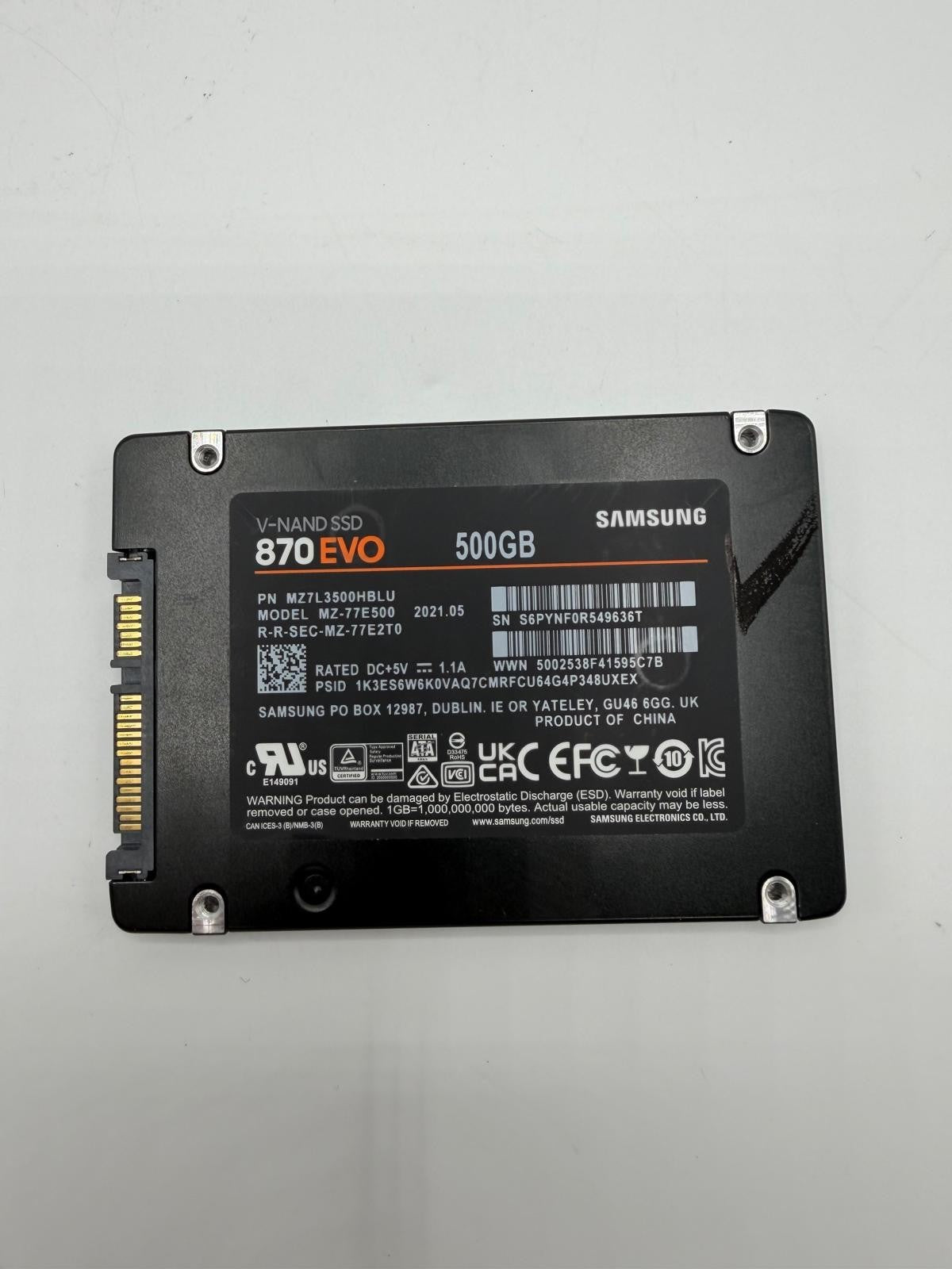SSD SATA 2.5 500Go Samsung 850 860 870 EVO Crucial MX500 BX100 MX200 - Au choix