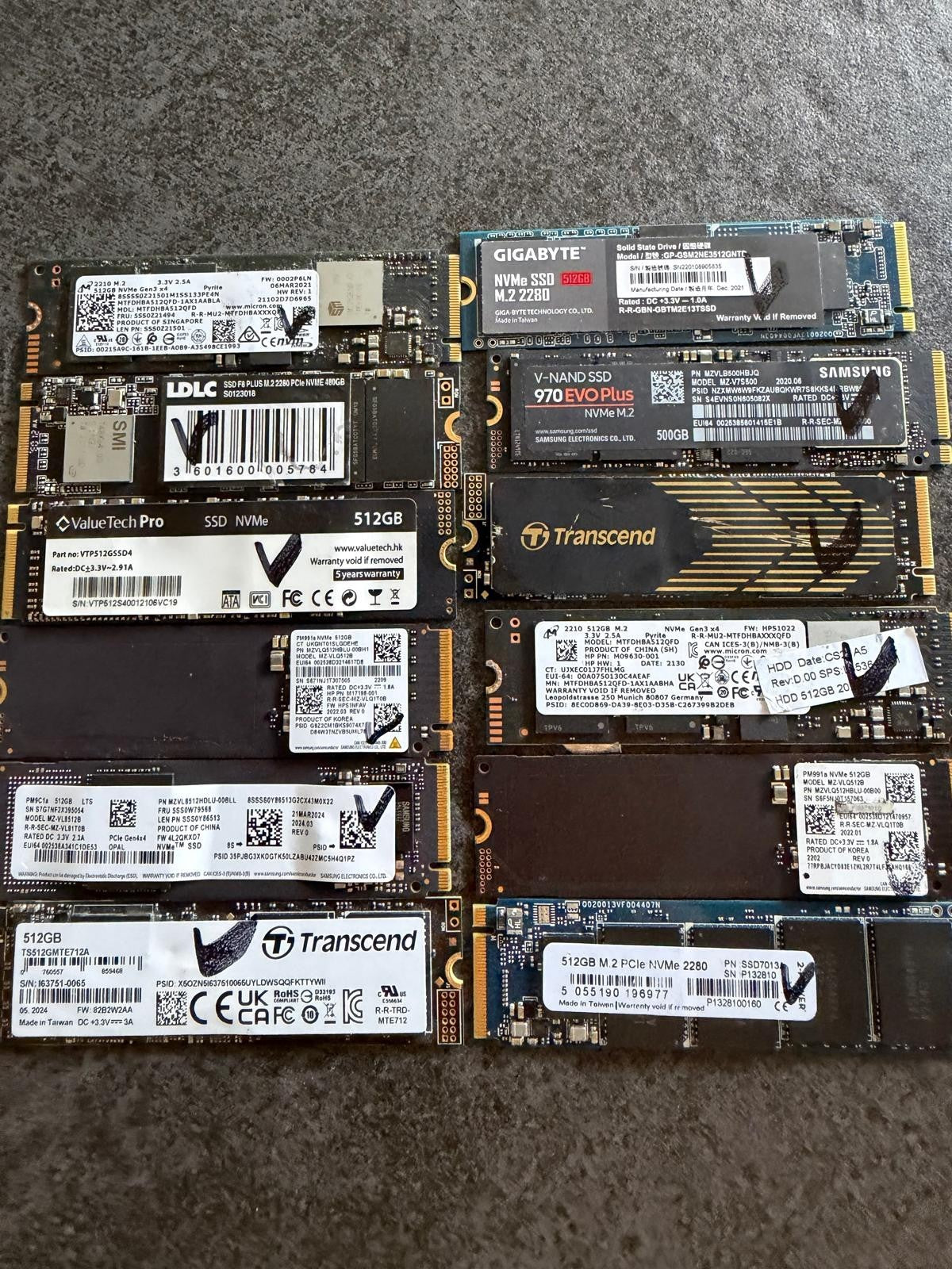SSD NVMe M.2 2280 512Go Samsung Toshiba Intel WD Micron SK hynix Kioxia Kingston