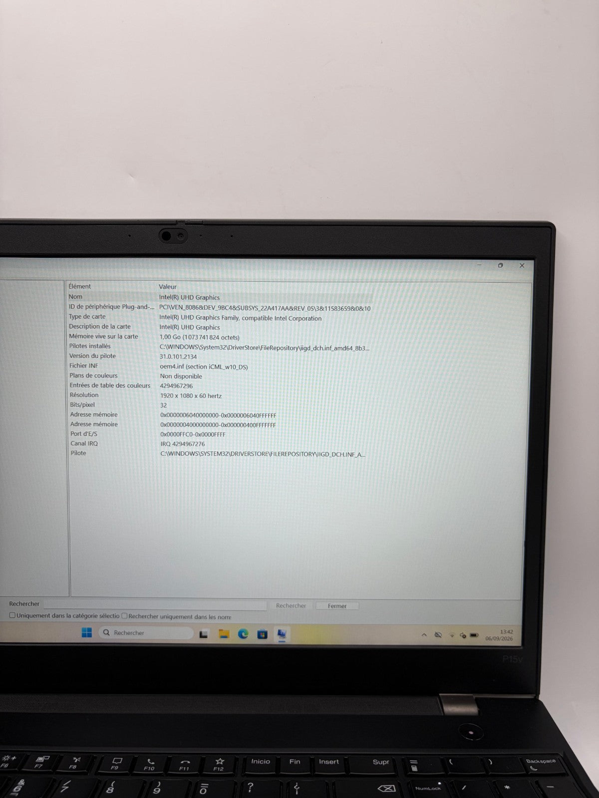 Lenovo ThinkPad P15v Gen 1 i7-10750H 16Go SSD 512Go 15,6"  QWERTY ES – Ref  AT40