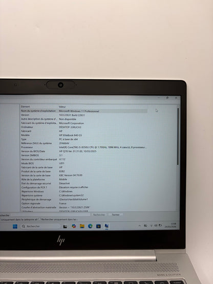HP EliteBook 840 G5 i5-8350U / 8Go RAM / 256Go SSD NVMe / 14" Win11 Pro (REF:H41