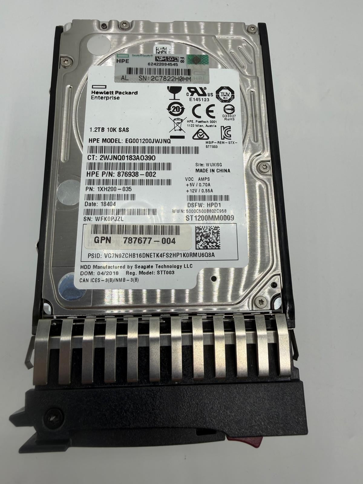 Disque Dur HPE 1.2To SAS 10K 2.5" ST1200MM0009 - Caddy inclus - Teste OK