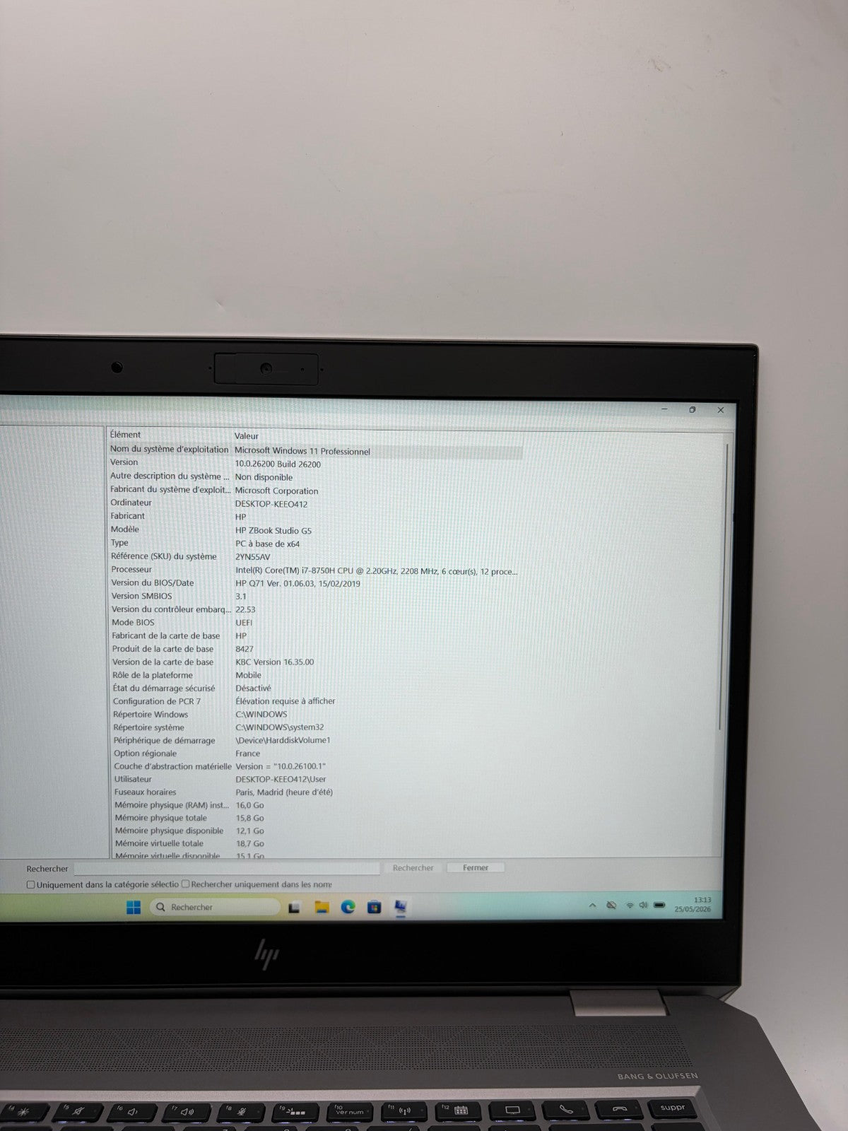 HP ZBook Studio G5 – i7-8750H / 16Go RAM / 512Go SSD / Quadro P1000 / WiN11 M56