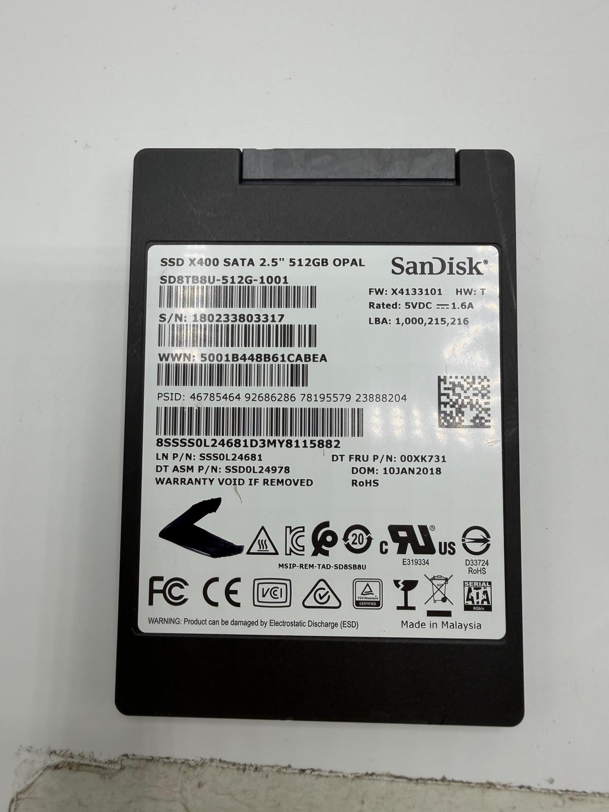 SSD SATA 2.5" 512Go Samsung Kingston SanDisk Intel WD Micron ADATA Patriot