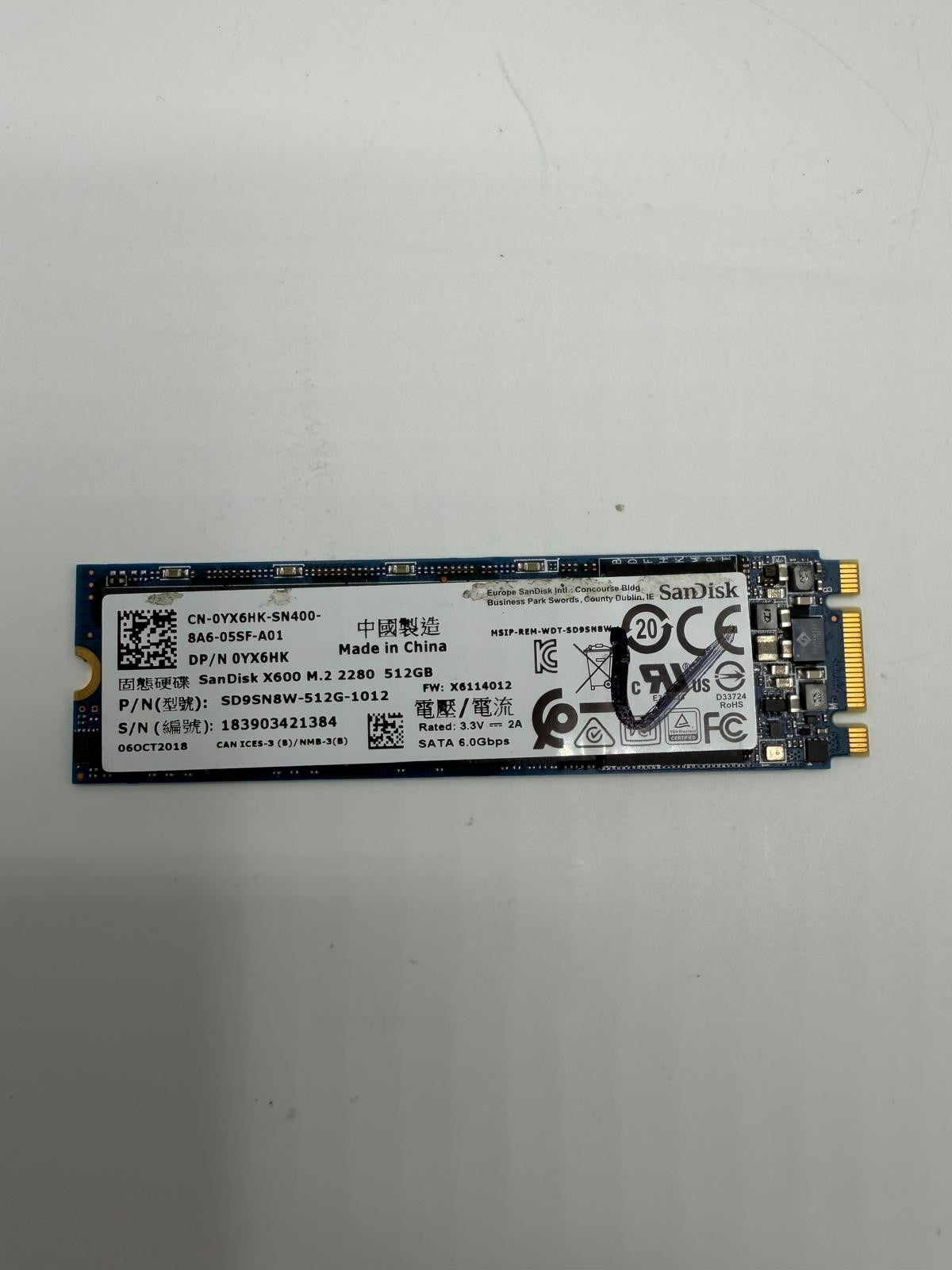 SSD M.2 2280 SATA 512Go 512GB SanDisk Samsung Toshiba Micron 2-Power - Au choix