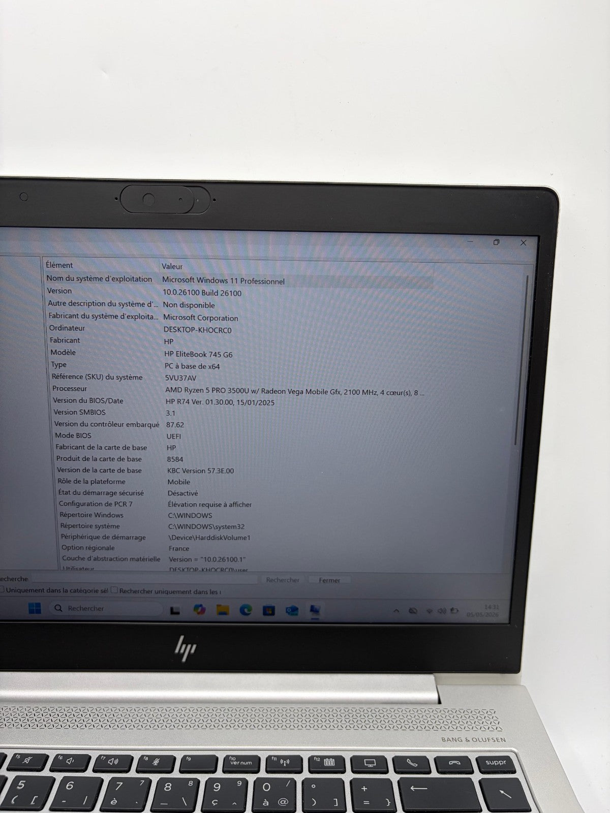 HP EliteBook 745 G6 – Ryzen 5 PRO 3500U / 8 Go RAM / 256 Go SSD – Radeon -Ref M1