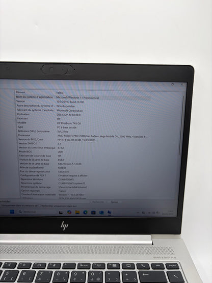 HP EliteBook 745 G6 – Ryzen 5 PRO 3500U / 8 Go RAM / 256 Go SSD – Radeon -Ref M1