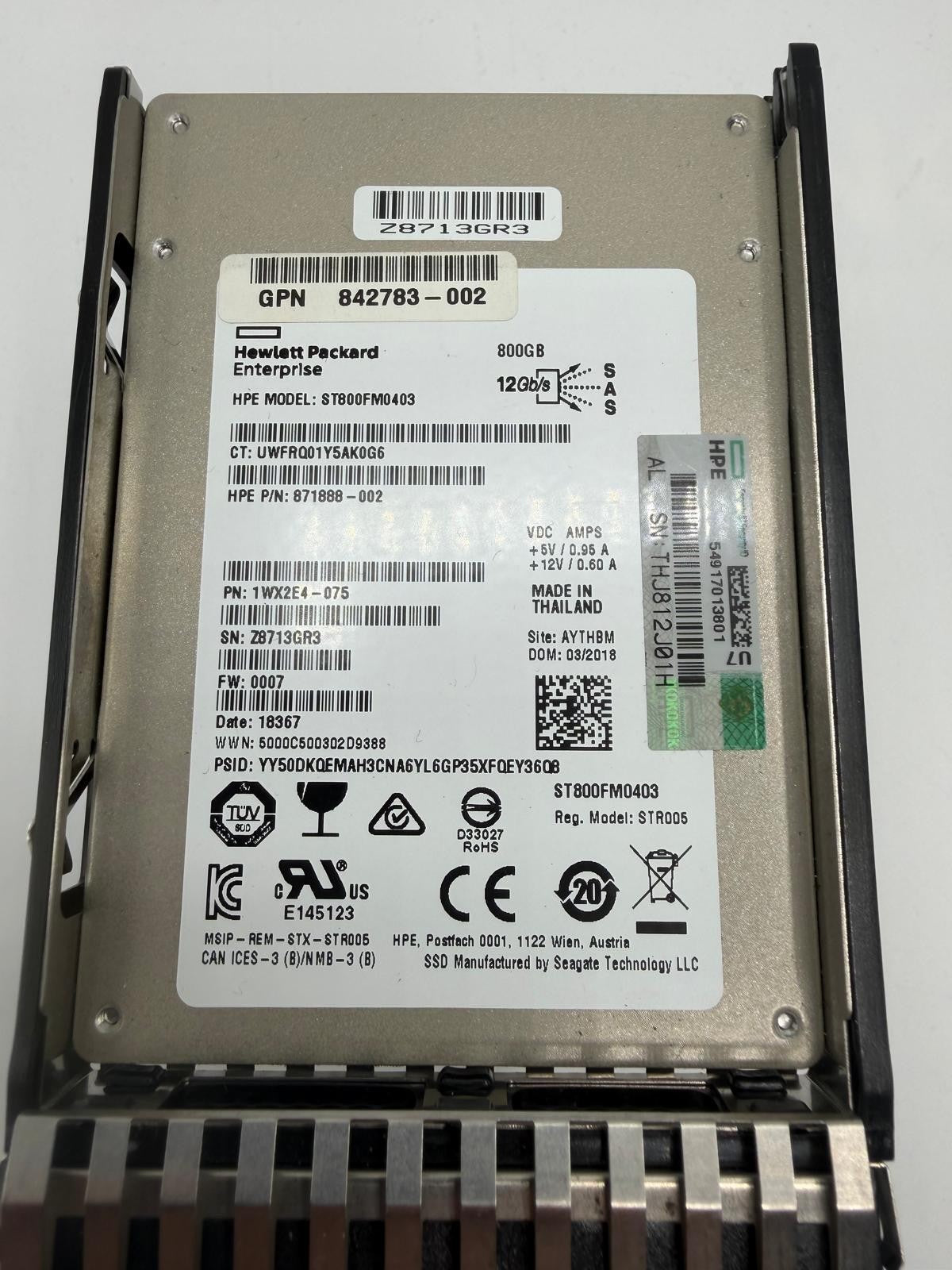 SSD HPE 800Go SAS 12Gb 2.5" ST800FM0403 - Caddy inclus - Teste OK