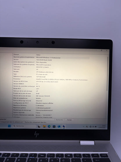 HP EliteBook x360 830 G6 13.3 Tactile i5-8265U 8Go SSD 512Go WIN 11 PRO H9
