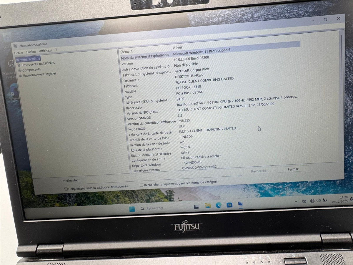 Fujitsu Lifebook E5410 – i3-10e Gen / 8 Go RAM / 512 SSD – 14" – AZERTY-REF JT86