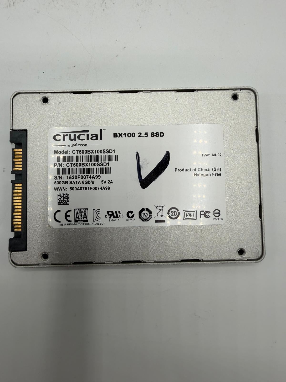 SSD SATA 2.5 500Go Samsung 850 860 870 EVO Crucial MX500 BX100 MX200 - Au choix