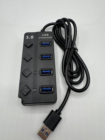 Hub USB 3.0 – 4 Ports avec Interrupteurs LED – Câble 1,2 m – PC & Mac
