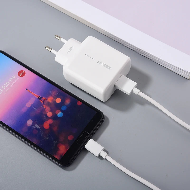 Chargeur SuperVOOC OPPO 65W + Câble Rouge d’origine – 100 % Authentique – Charge
