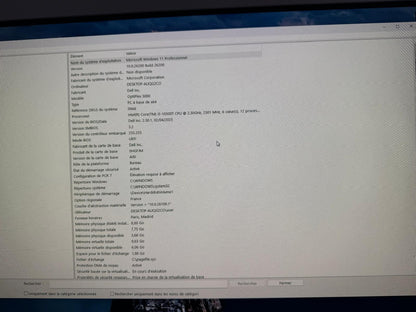 Dell OptiPlex 3080 Micro i5-10500T 8Go 256Go SSD WiFi Antenne Win11 Pro Ref M1
