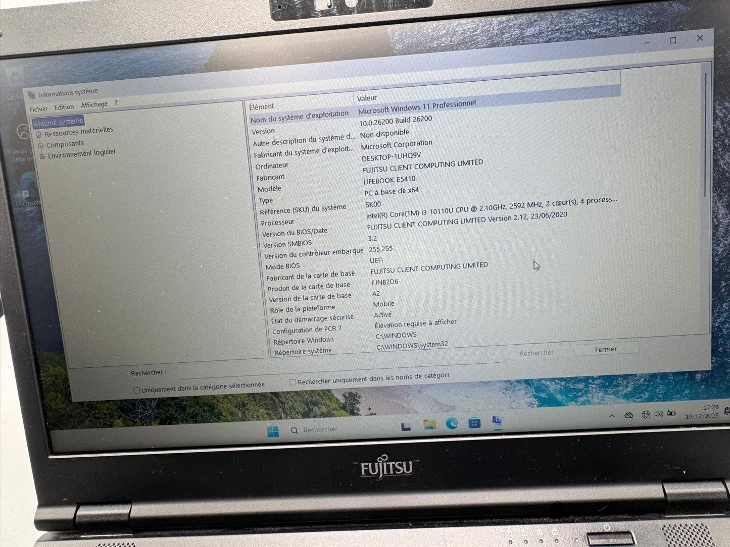 Fujitsu Lifebook E5410 – i3-10e Gen / 8 Go RAM / SSD – 14" – AZERTY -Ref FUJI
