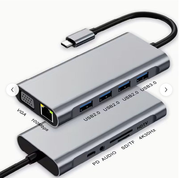Station d’Accueil USB-C 11-en-1 – 4K HDMI / VGA / Ethernet / USB 3.0 / PD 100W